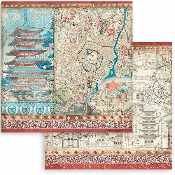 Paper Pad Stamperia - Sir Vagabond in Japan - 12x12 Tum