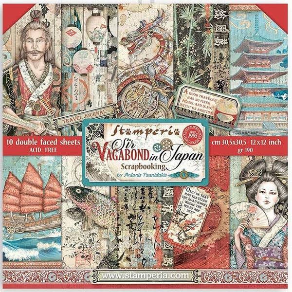 Paper Pad Stamperia - Sir Vagabond in Japan - 12x12 Tum