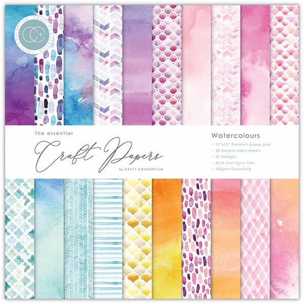 Paper Pad 12x12 - Craft Consortium - Watercolours