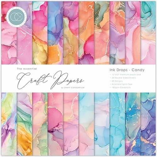 Paper Pad 12x12 - Craft Consortium - Ink Drops Candy