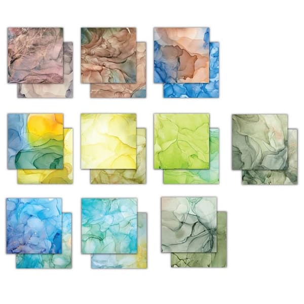 Paper Pad 12x12 - Craft Consortium - Ink Drops Earth