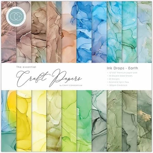 Paper Pad 12x12 - Craft Consortium - Ink Drops Earth
