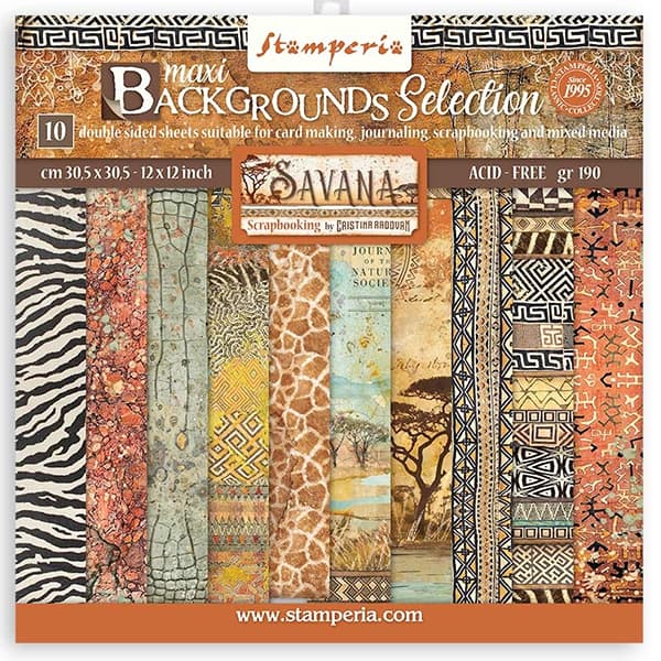 Paper Pad Stamperia - Savana Backgrounds - 12x12 Tum