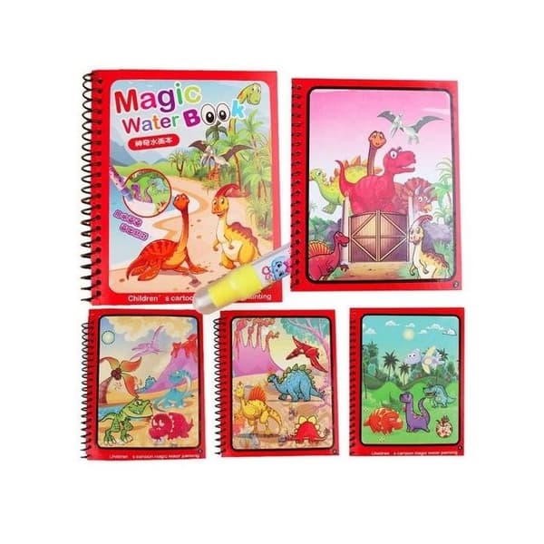 Magisk målarbok med dinosaurievattenbaserad markör * Material: kartong * Antal paneler att färglägga: 4 * Bild