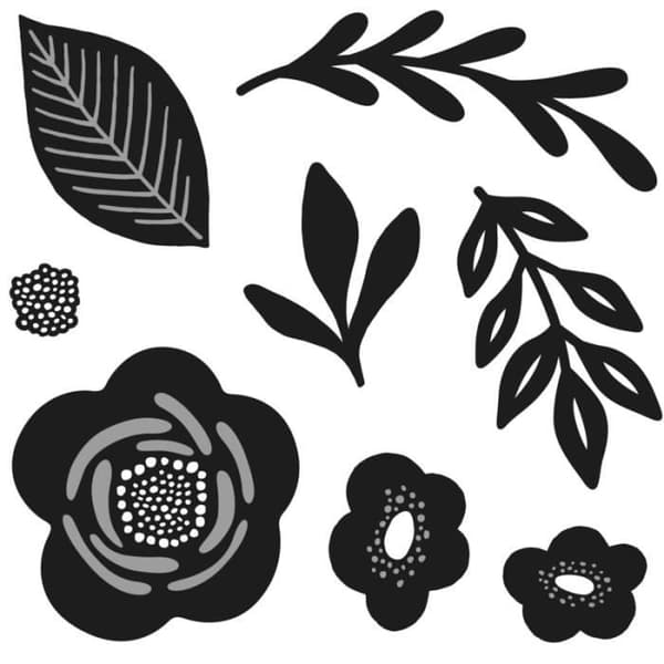 Dör - blommor och blad