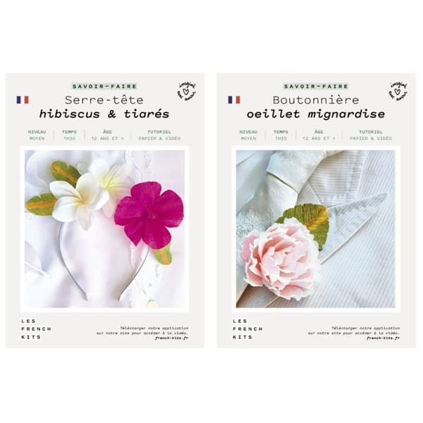 Gör-det-själv-papperslåda - Bröllop - 1 blommigt pannband + 1 Boutonniere