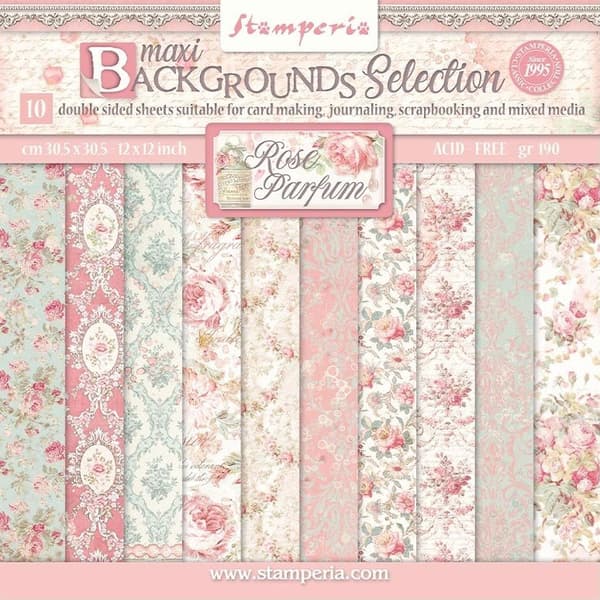 Paper Pad Stamperia - Rose Parfum Backgrounds - 12x12 Tum