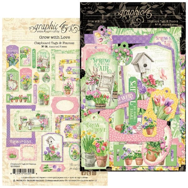 Graphic 45 - Chipboard Tags & Frames - Grow with Love