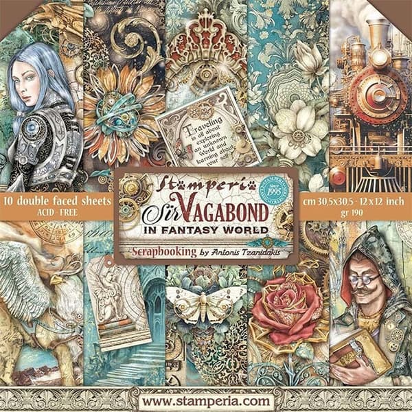 Paper Pad Stamperia 12x12 Tum - Sir Vagabond in Fantasy World
