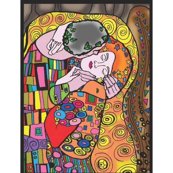 Färgning - Klimt Kiss - 12 markörer ingår - 47 x 35 cm - Colorvelvet