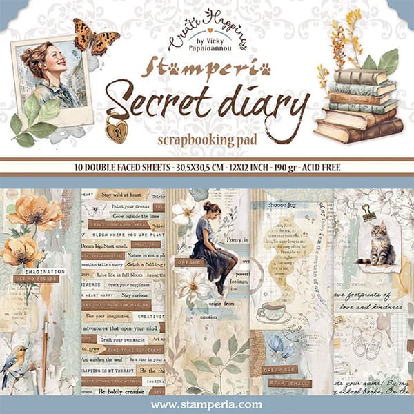 Paper Pad Stamperia 12x12 Tum - Secret Diary