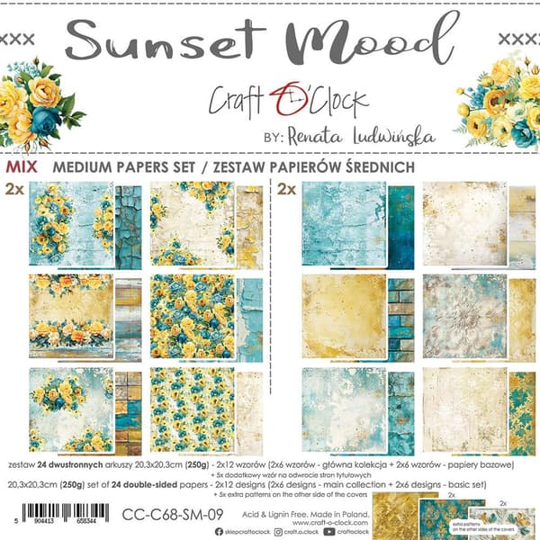 Paper Pad 8x8 - Craft O Clock - Sunset Mood + Basic Paper
