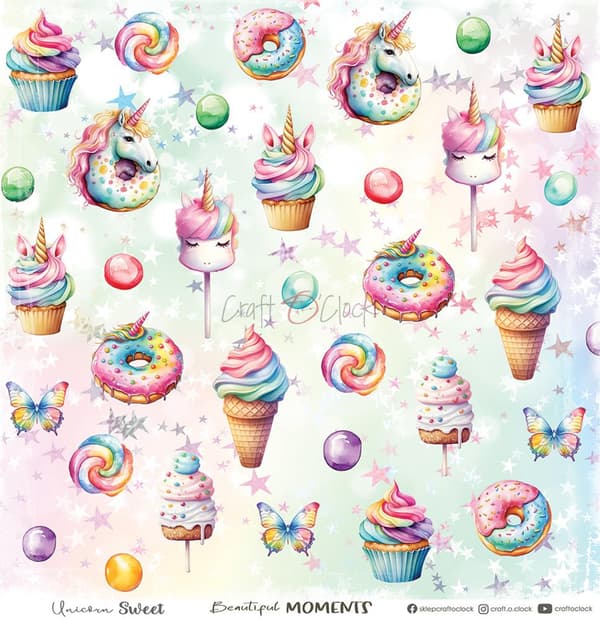 Paper Pad 8x8 - Craft O Clock - Unicorn Sweet