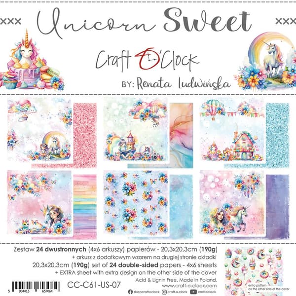 Paper Pad 8x8 - Craft O Clock - Unicorn Sweet