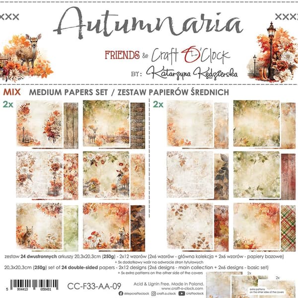 Paper Pad 8x8 - Craft O Clock - Autumnaria + Basic Paper