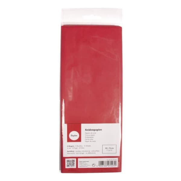 Ljusresistent silkespapper kardinalröd 50x75cm 17g/m² färgresist. 5 blad - RAYHER