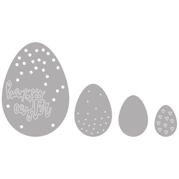 Dekorszablonset:Påskägg, 1,5 - 4,5cm x 1,1 - 3,2cm, 4 delar