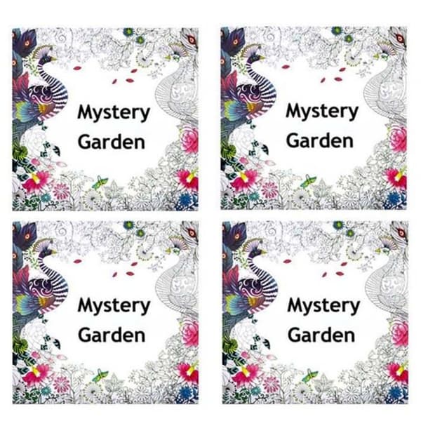 Målarbok - CONFOZEN - Secret Garden - Handmålad - 4-pack - För vuxna och barn