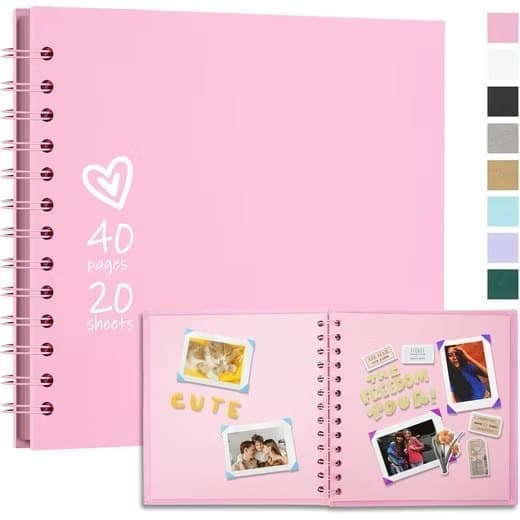 Scrapbook 18x18 cm DIY 40 sidor med Spiralbindning Rosa