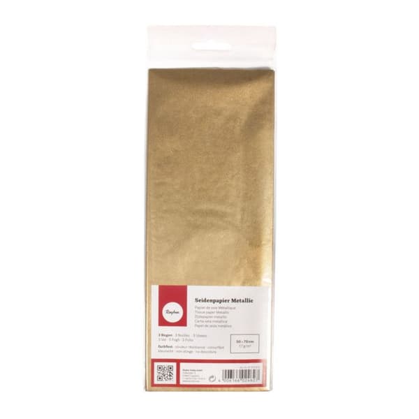 Pap. siden Metallic, ljusäkta, guld, 50x70cm, 17g/m², färgbeständig, 3 ark