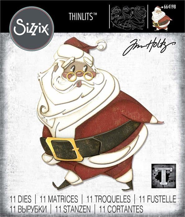 Sizzix skärmall - 664198 - Jolly St. Nick av Tim HOL 3D-prägling Impresslits, Merry, XL, One size