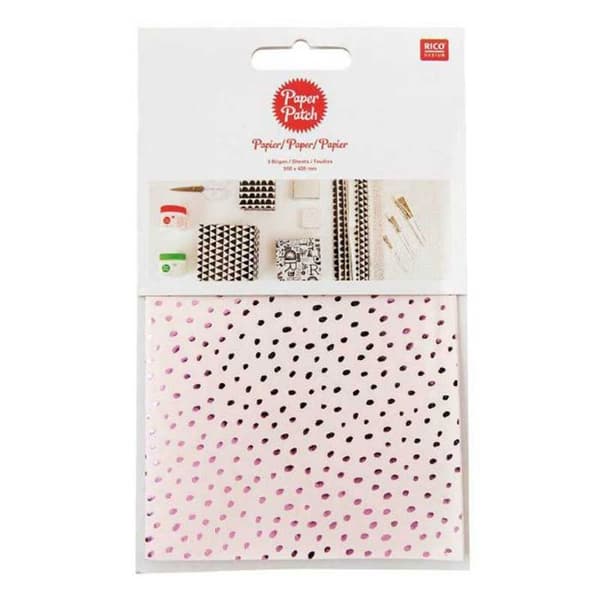 Dekorativt papper - Rico Design - Hygge - Metalliska prickar - 30 x 42 cm - 3 st