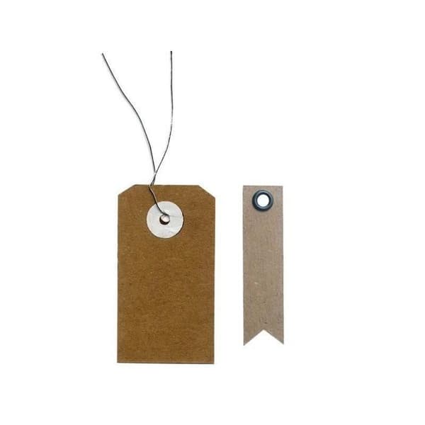Kraftetiketter - Ej specificerat - 50 perforerade och 20 vimplar - Brun - 5,5 x 3 cm - Inredning