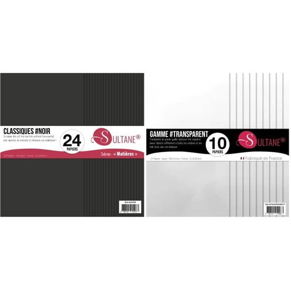 Packs Scrapbooking svart och genomskinligt papper för att prägla