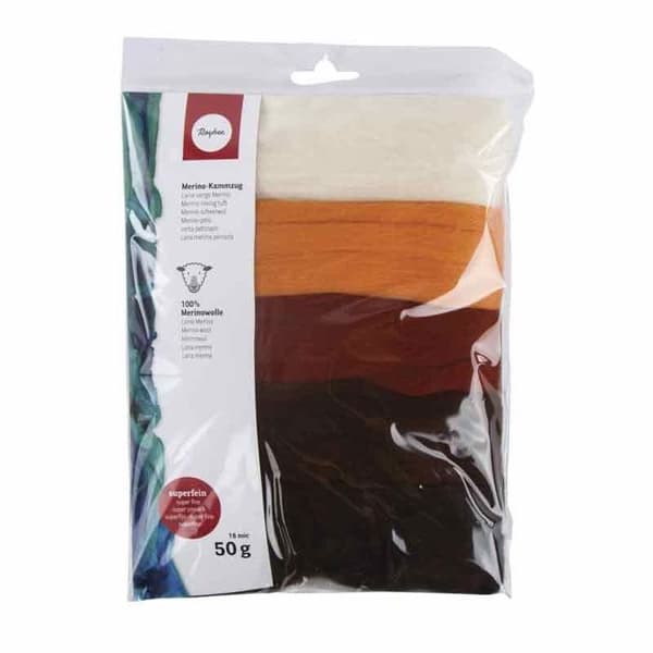 Merinoull - Rayher Hobby - 5364900 - Förpackning med 5 färger - 10 g - Brun