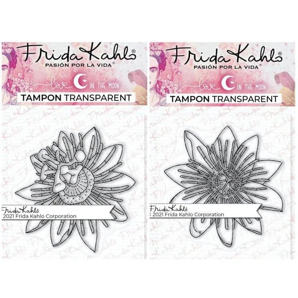 2 klara stämplar - passionsblomma 1 + passionsblomma 2 - 9,5 x 6,5 cm