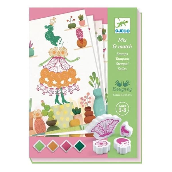 Djeco DJ08741 Mixa och matcha Flower Girls-stämplar