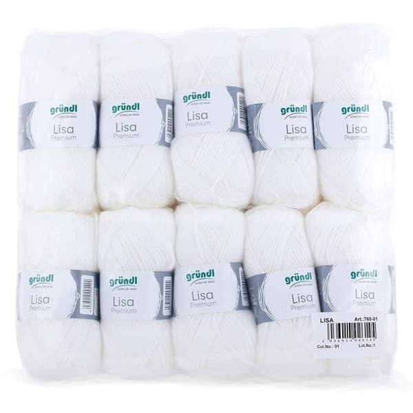 Gründl Lisa Premium-paket med 10 bollar, akryl, vit, 34 x 31 x 8 cm - 760-01