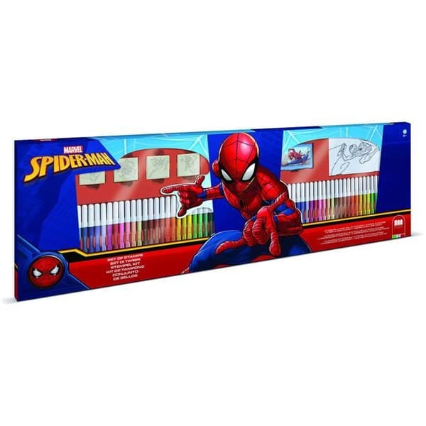 Målarlåda - MULTIPRINT - 18817 - 60 markörer 4 Spiderman-stämplar