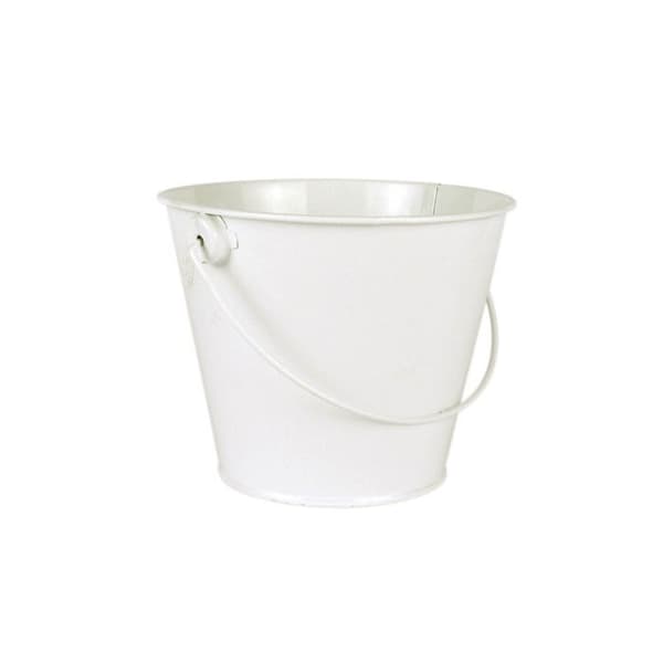 Vit metallisk hink 10 x 10 cm