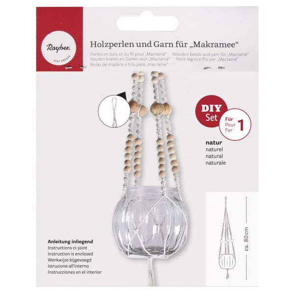 Kit pärlor, trä och tråd för makramé Naturlig