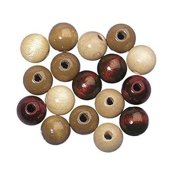 Blandning av träpärlor - Rayher - 1253200 - 10 mm ø - 52 stycken - FSC 100%