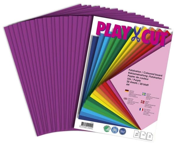 Play-cut scrapbooking set - PH27488-20 -, Set med 20 ark A4 kartongpapper 300 g/m Lila