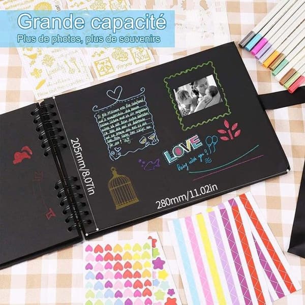 Scrapbook-fotoalbum, DIY-fotoalbum med 12 pennor, 80 sidor, presenter till bröllopsresor