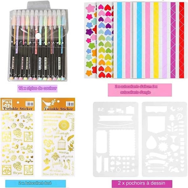 Scrapbook-fotoalbum, DIY-fotoalbum med 12 pennor, 80 sidor, presenter till bröllopsresor