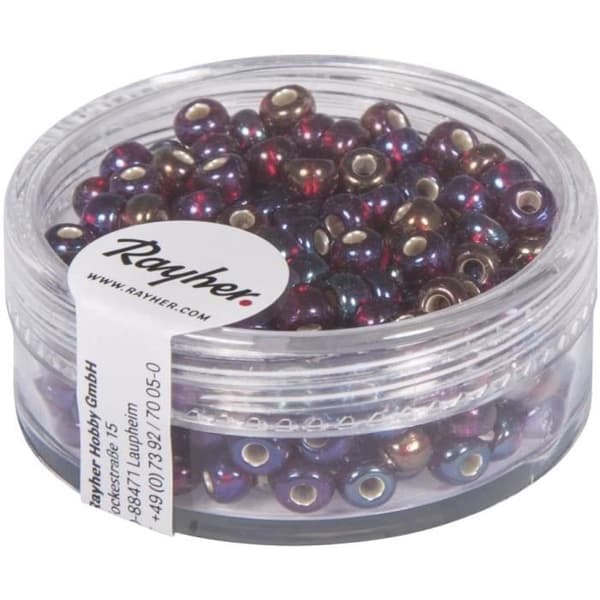 Rayher Hobby Rayher 14383289 Pärlor med Silverreflexer + Regnbåge, Weber på 4 mm, Låda 17 g, Po
