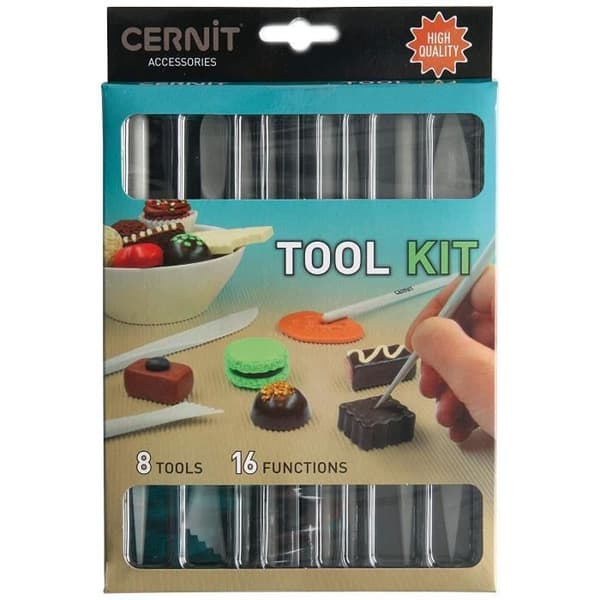 Cernit Kit med 8 plastskulpturverktyg Cream - CE906