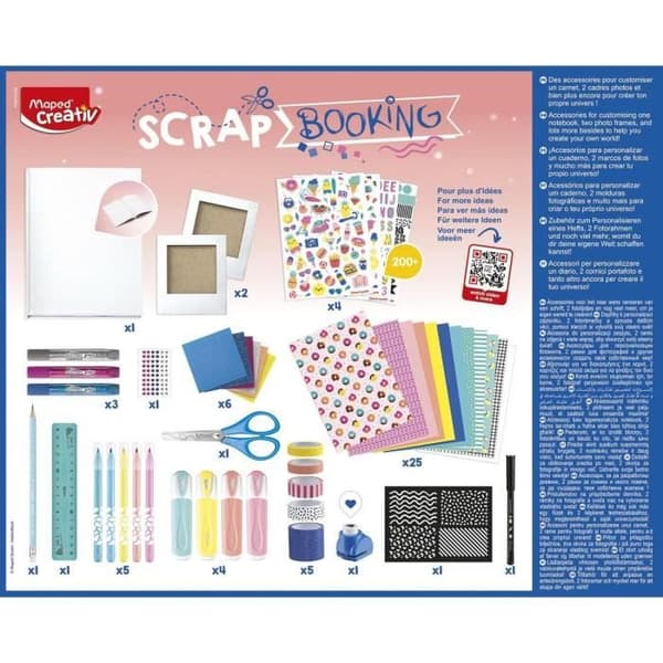 Scrapbooking box - MAPED - Komplett kit med mer än 50 tillbehör - Ålder 7+