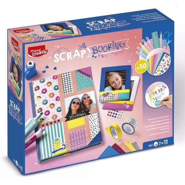 Scrapbooking box - MAPED - Komplett kit med mer än 50 tillbehör - Ålder 7+