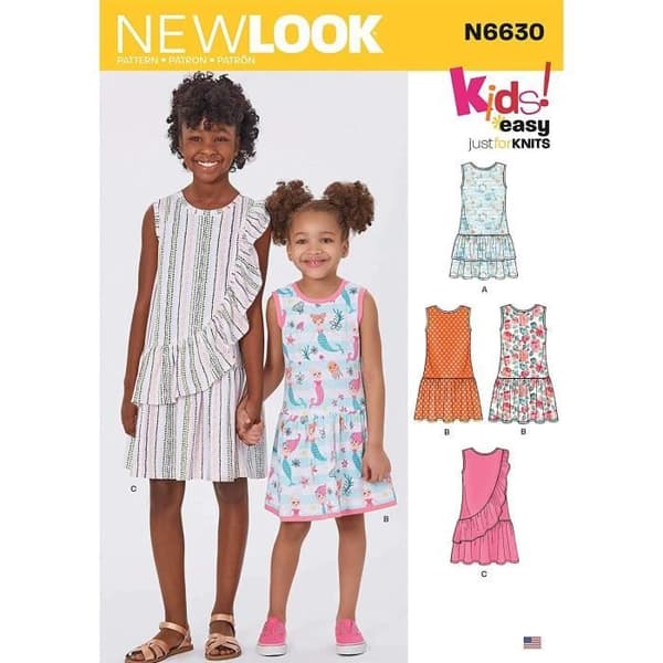Ny Look N6630 Mönster för barndräkt och flickklänning Papper Vit - UN6630A