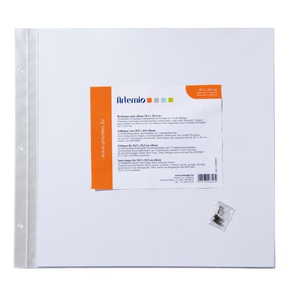 Albumpåfyllning - Artémio - 10 plastfickor - 205 x 205 mm - Förlängningsskruv - 10 st.