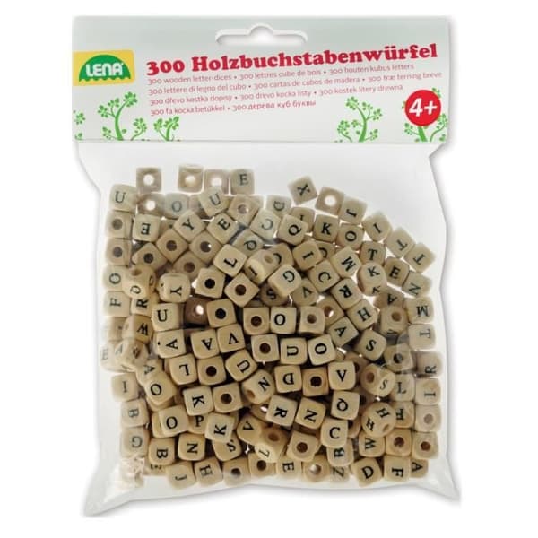 Bricolagesats - Lena - 32005 - 300 Träblock - Tryckta Bokstäver - Blandat