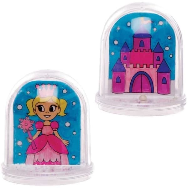 Baker Ross Snow Princess Color-In Snow Globe Kit (kartong med 4) - Konst och hantverk för barn - AT168