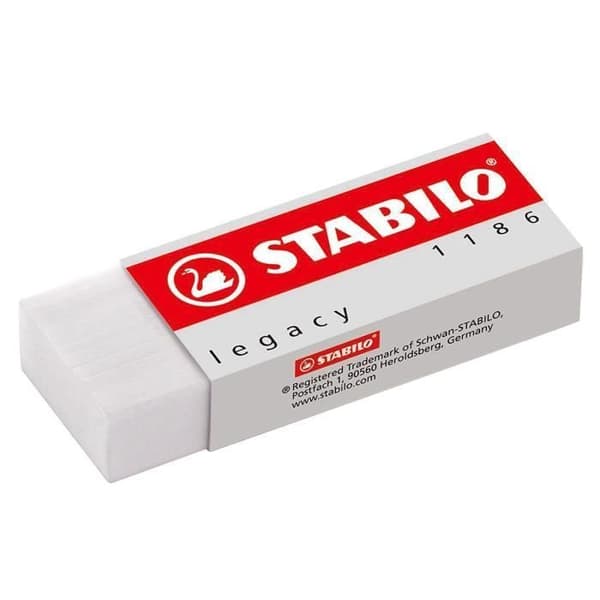 STABILO Legacy 1186 Eraser, Vit, 1 st - 1186/20