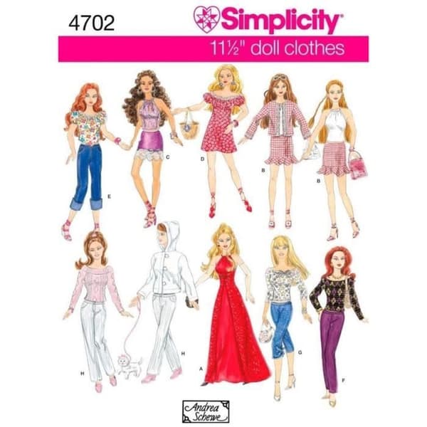 Simplicity Patterns Simplicity 11 1/2 Fashion Dock Kläder-En storlek - U04702OS