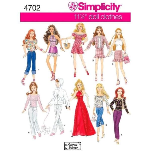 Simplicity Patterns Simplicity 11 1/2 Fashion Dock Kläder-En storlek - U04702OS